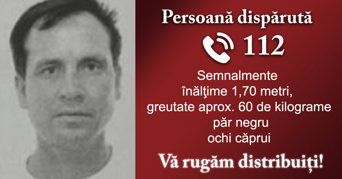 FOTO. Bărbat dispărut! Familia și polițiștii cer ajutorul sătmărenilor