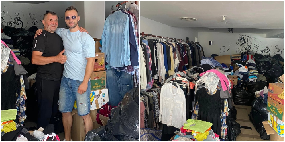 FOTO. GEST SUPERB! Tată și fiu din Satu Mare donează haine nevoiașilor