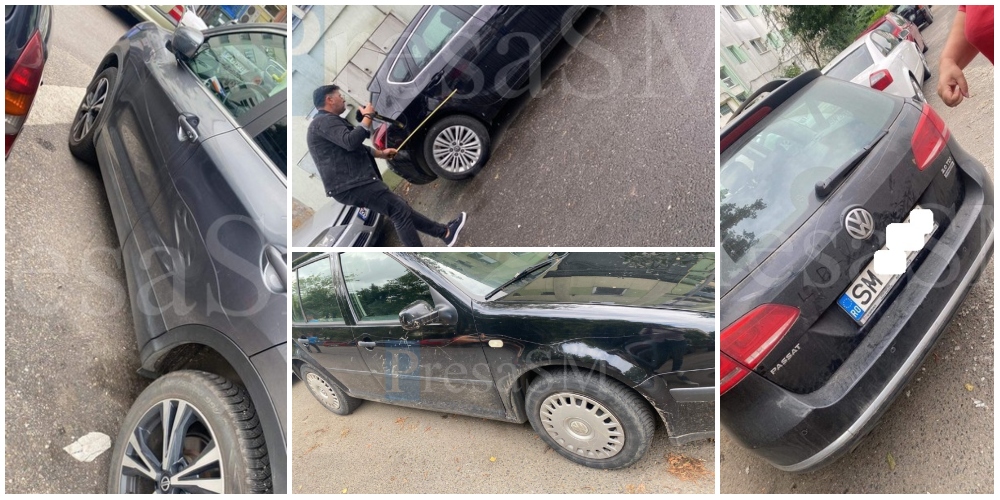 FOTO. Zeci de mașini avariate lângă Spitalul Județean. O femeie a fost ridicată de Poliție