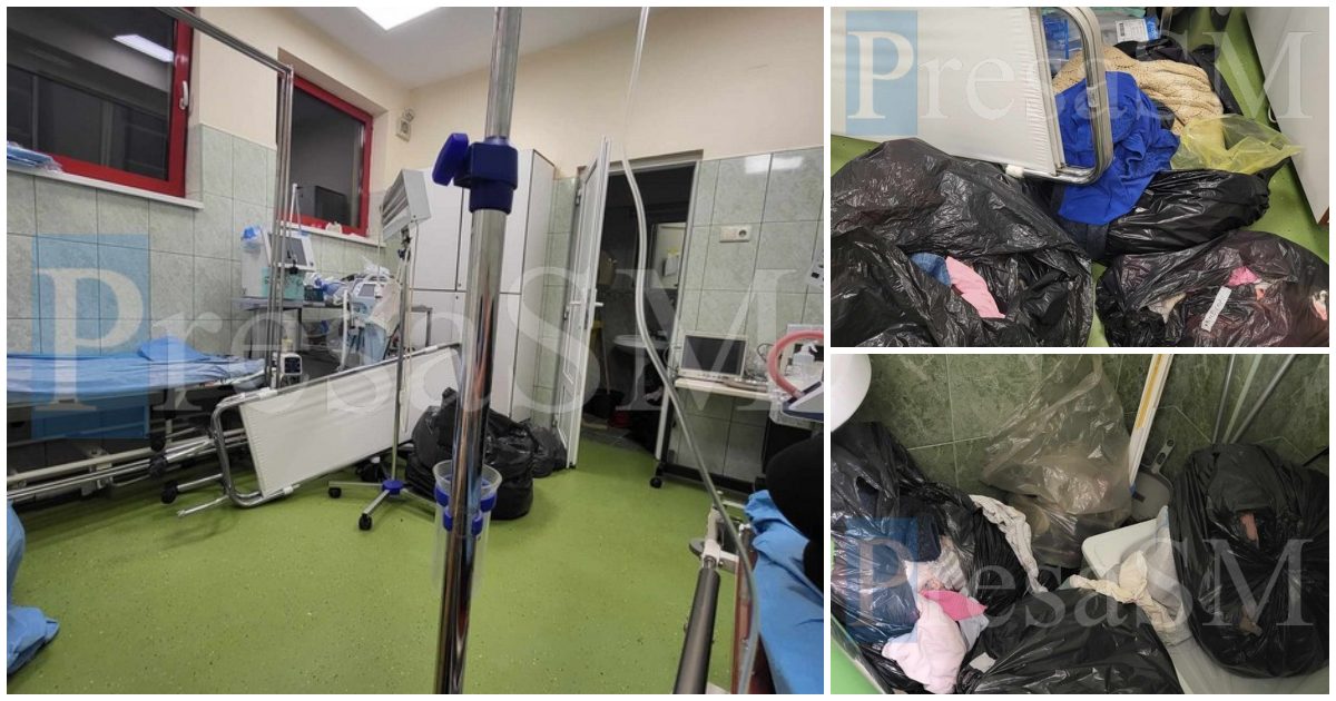 FOTO. Sătmăreancă izolată în spital printre deșeuri. A refuzat inițial internarea