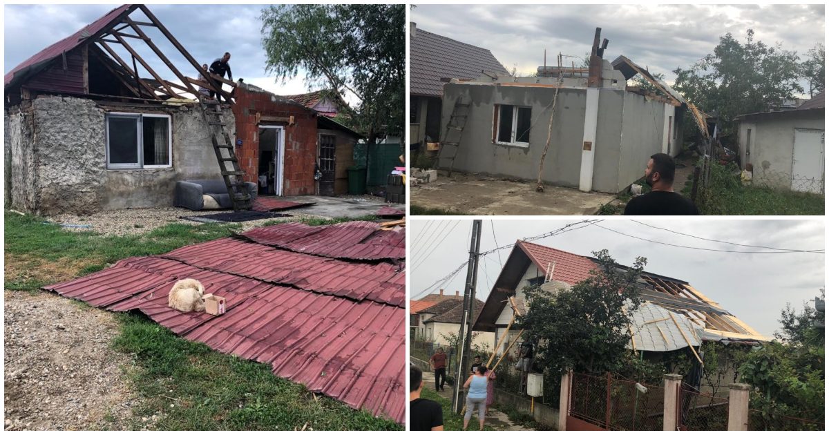 FOTOGALERIE. Pagube importante și la Ardud, din cauza vijeliei. Locuitori lăsați fără un acoperiș deasupra capului