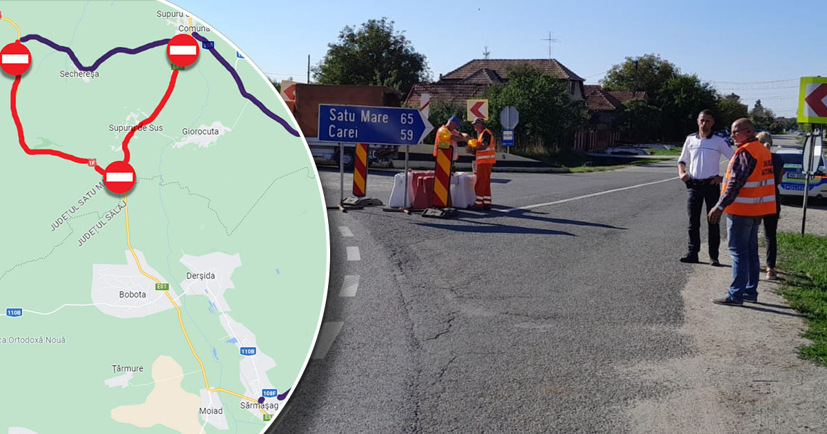 HARTĂ. Cum s-a deviat traficul pe DN19A, în zona localității Supur