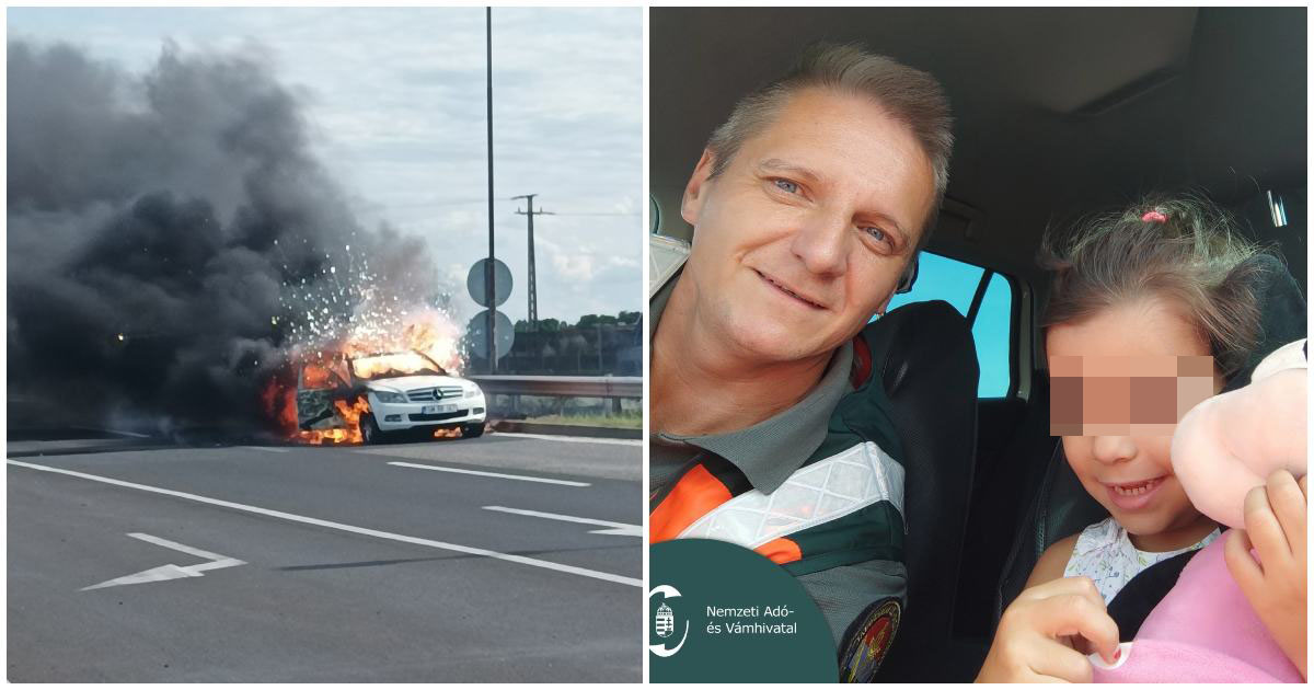 FOTO/VIDEO. O familie din Satu Mare, la un pas de tragedie. Mașina li s-a aprins în mers, pe autostradă