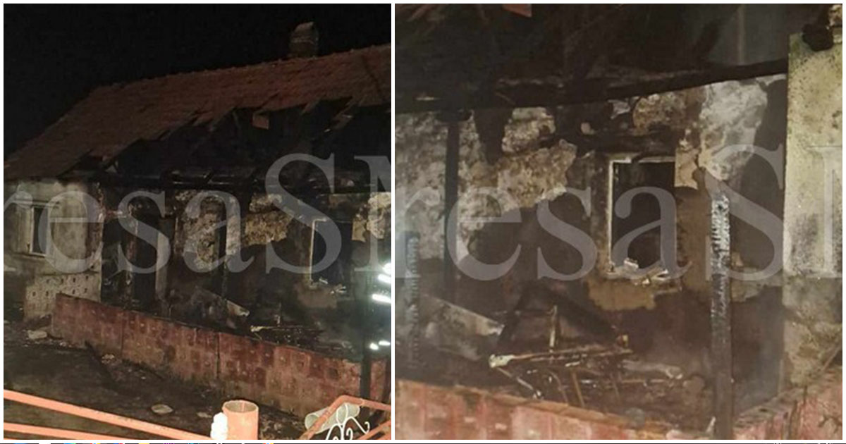 FOTO. Bărbat din Sălaj reținut de polițiștii sătmăreni. A dat foc casei unui bătrân