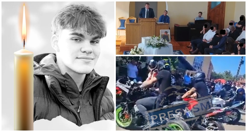 VIDEO. Adrian (19 ani), decedat într-un tragic accident, condus pe ultimul drum de zeci de motocicliști