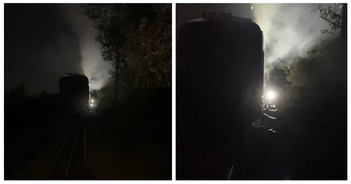 VIDEO. Locomotivă în flăcări! Tracta 19 vagoane pline cu țiței. De la ce a pornit totul