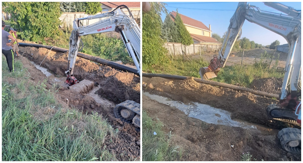 FOTO. Dorel a lăsat fără apă mii de oameni, în județul Satu Mare. A dat cu excavatorul fără milă