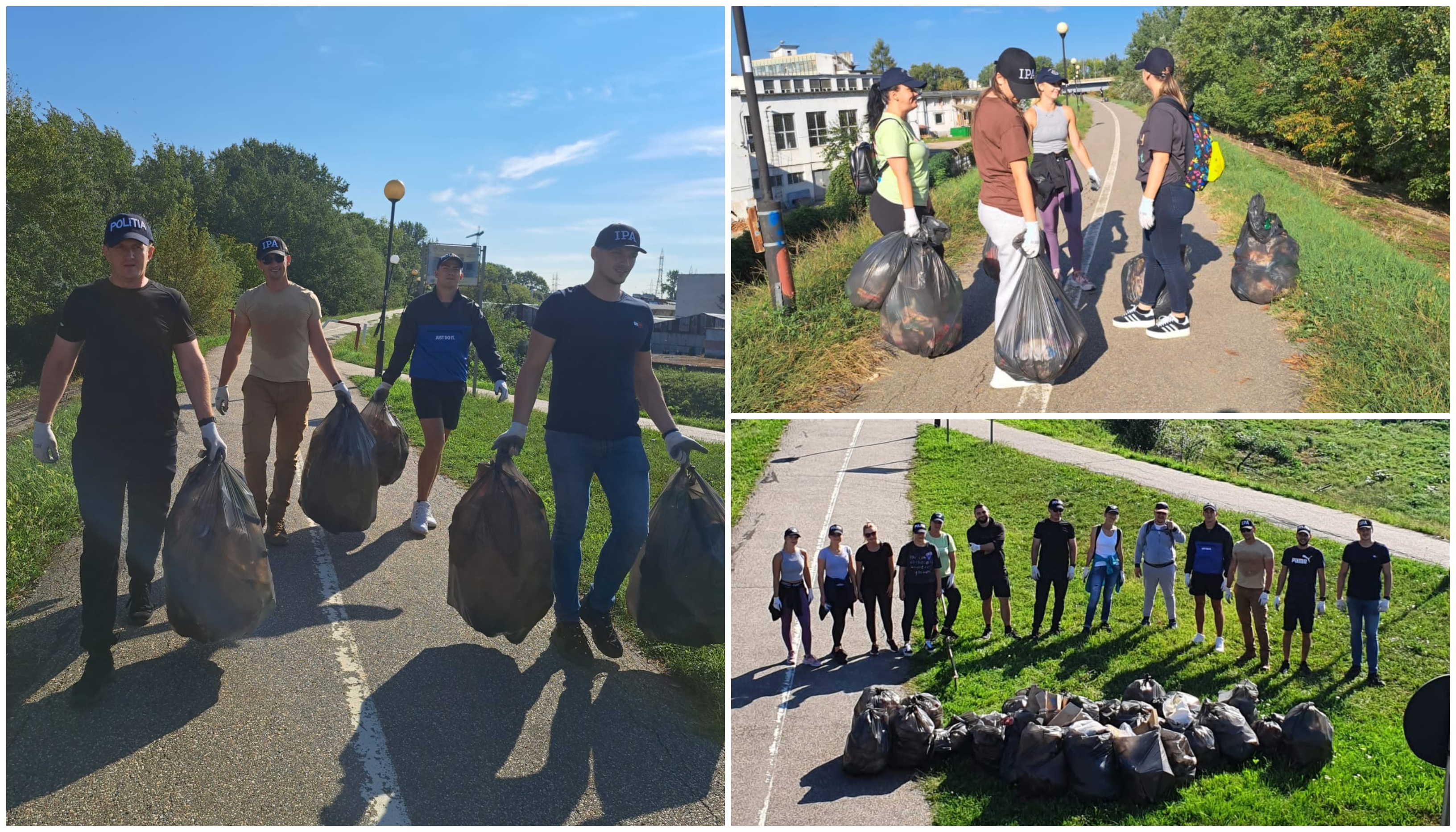 FOTO. Polițiștii și-au pus uniformele în cui și au strâns deșeurile de pe digurile Someșului