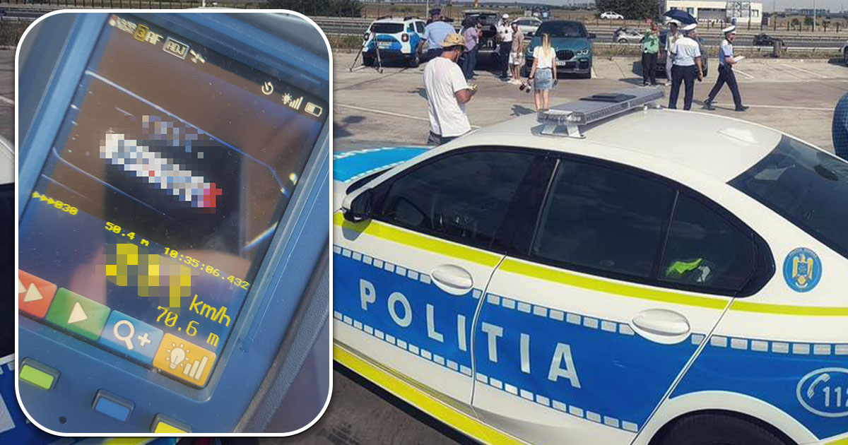 FOTO. Un tânăr de 22 de ani, recordman la viteză pe ciotul de autostradă inaugurat în județul vecin. Cu cât l-au prins polițiștii