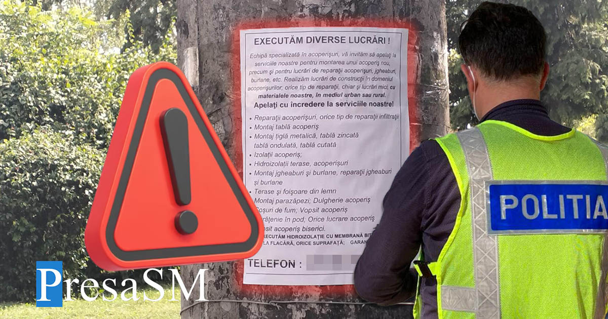 FOTO. Meșterii țepari au împânzit municipiul Satu Mare cu anunțuri. Săltați de polițiști