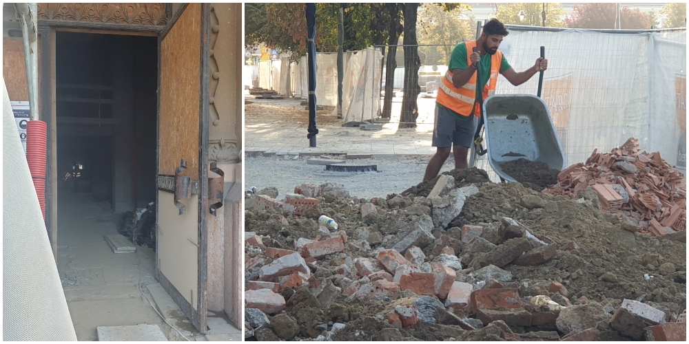 FOTOGALERIE. A început mobilizarea la Hotelul Dacia. Lucrări de reabilitare în ritm alert