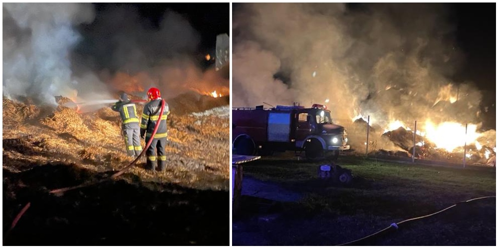 FOTO. Incendiul care a trezit o întreagă localitate în miez de noapte. Cinci ore au luptat pompierii cu flăcările