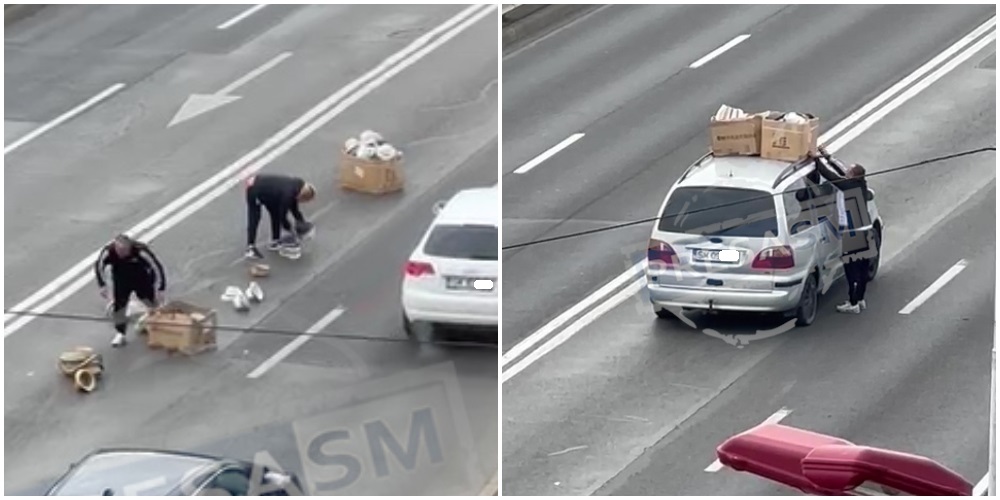 VIDEO. Și-au ”pierdut” marfa pe Podul Golescu. Atenție, ”transport special”!