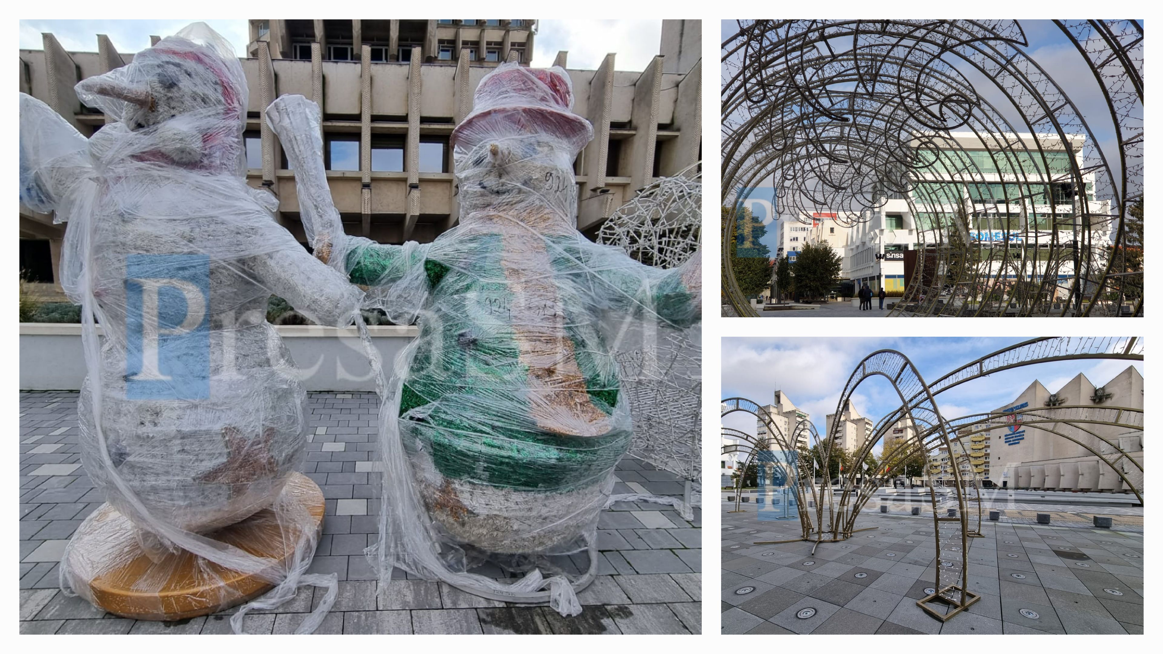 FOTOGALERIE. Cum arată primele decorațiuni de Crăciun montate în centrul Sătmarului