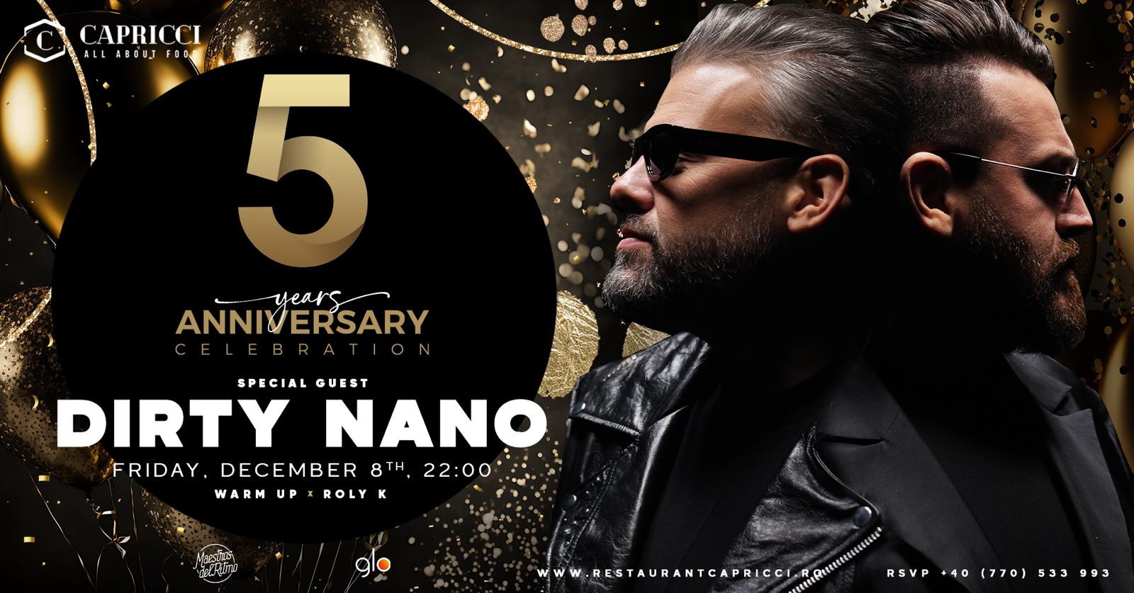 INVITAȚIE | Restaurantul Capricci împlinește 5 ani! Petrecere aniversară cu Dirty Nano