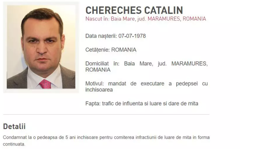 Primarul din Baia Mare, Cătălin Cherecheș, dat în URMĂRIRE după condamnarea definitivă la 5 ani de închisoare