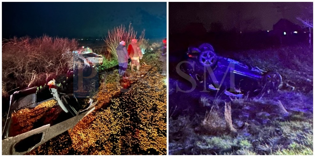 FOTO. Accident grav în județul Satu Mare. Trei persoane au rămas încarcerate