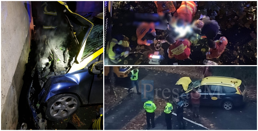 FOTO/VIDEO. Poliția Satu Mare confirmă: Tânărul care a murit a furat taximetrul, a lovit o altă mașină și un bloc