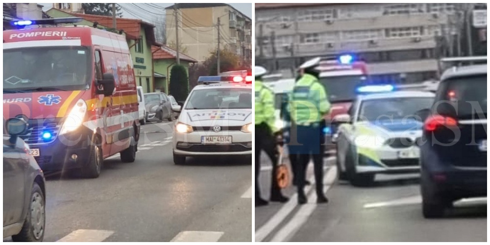 FOTO. Femeie lovită de mașină pe trecerea de pietoni, în Satu Mare, pe strada Păuleștiului