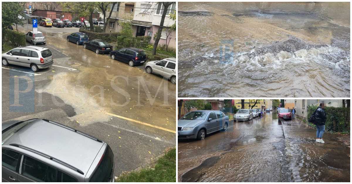 FOTO/VIDEO. Inundație în Cartierul Micro 14! Străzi acoperite cu apă, Apaserv a intervenit cu întârziere