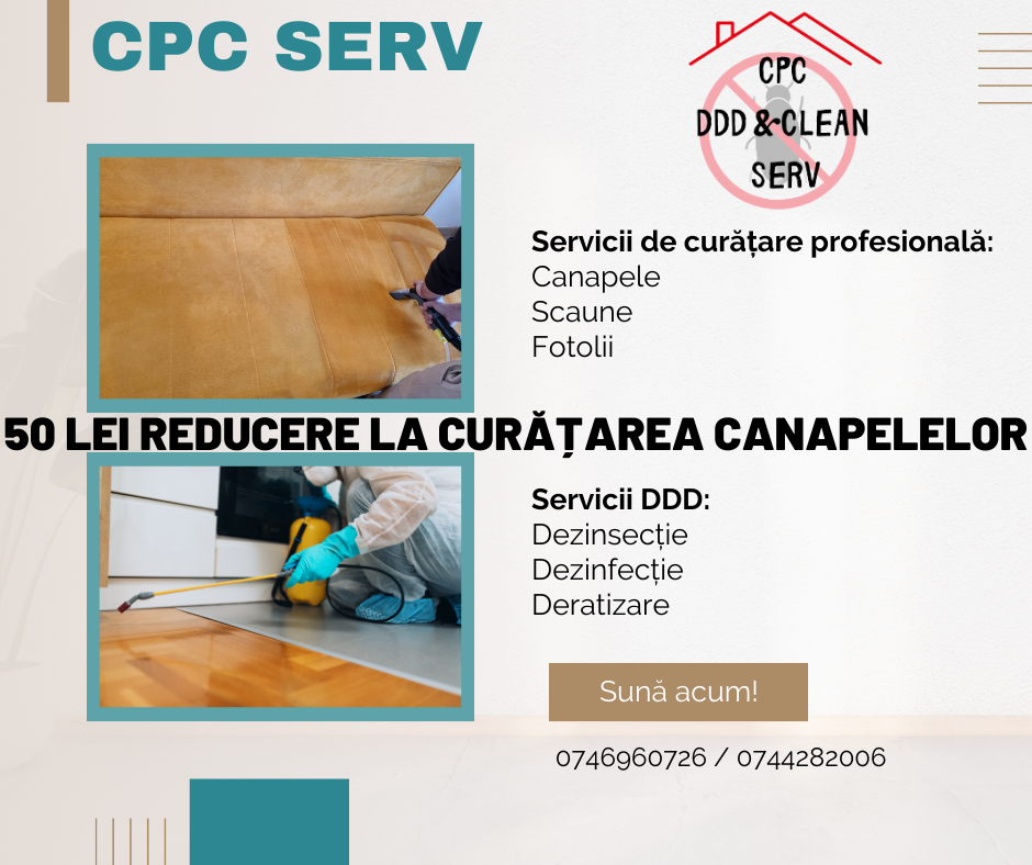 Pregătește-te de sărbători! 50 lei reducere la spălarea canapelei la domiciliu pentru cititorii PRESA SM din partea CPC Clean Service