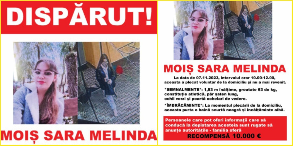 FOTO/VIDEO. APEL DISPERAT pentru găsirea Sarei (13 ani). Recompensă de 10.000 euro
