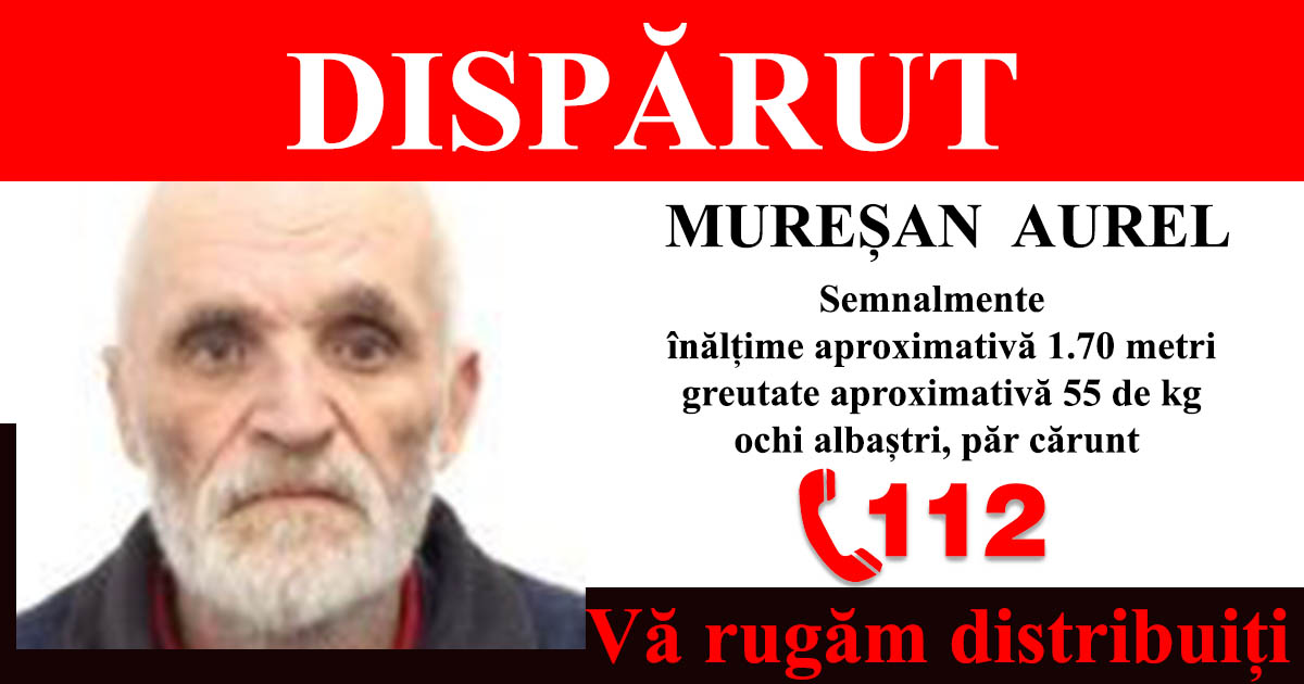 Bărbat dispărut fără urmă din municipiul Satu Mare. Nu a mai fost văzut de două săptămâni