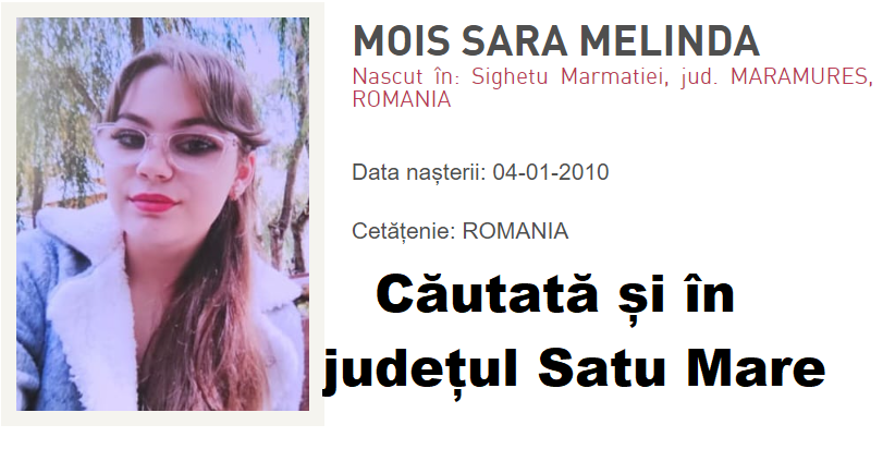 Melinda (13 ani) a dispărut fără urmă. Este căutată și în județul Satu Mare