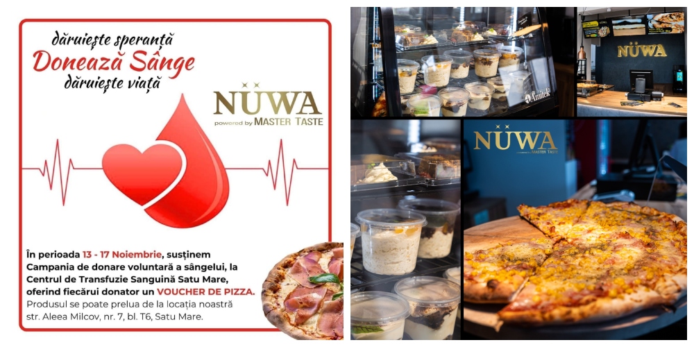 NUWA îi recompensează pe donatorii de sânge cu o pizza GRATUITĂ. Dăruiește viață, dăruiește speranță!