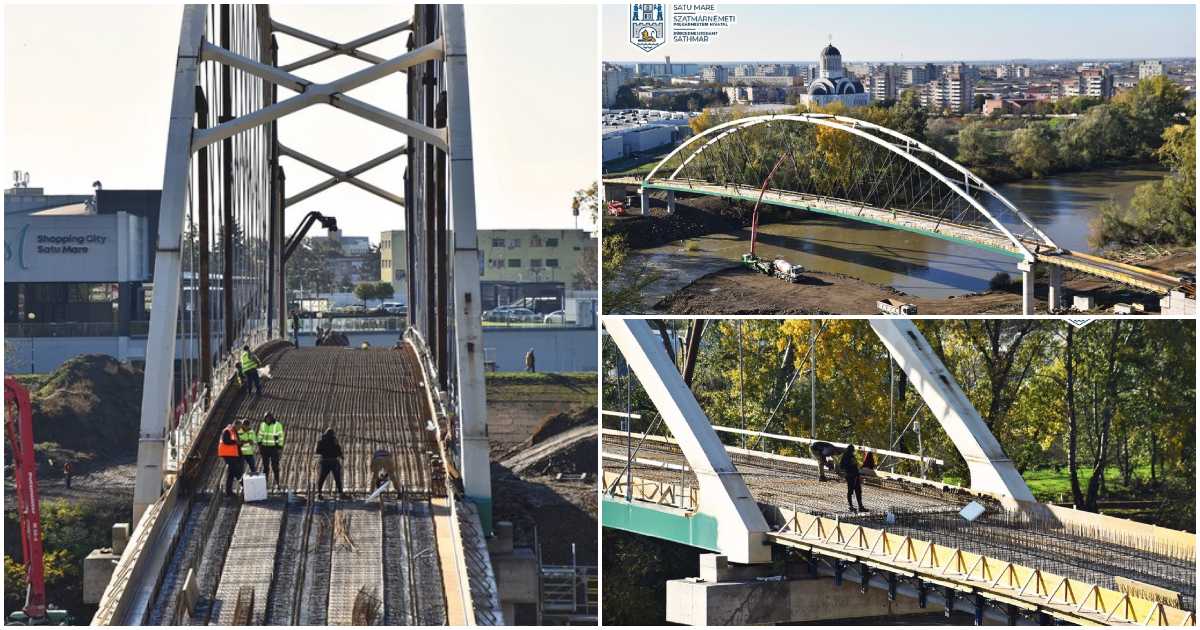 FOTO. Când se va circula pe pasarela pietonală din Satu Mare. Ce lucrări au mai rămas de realizat