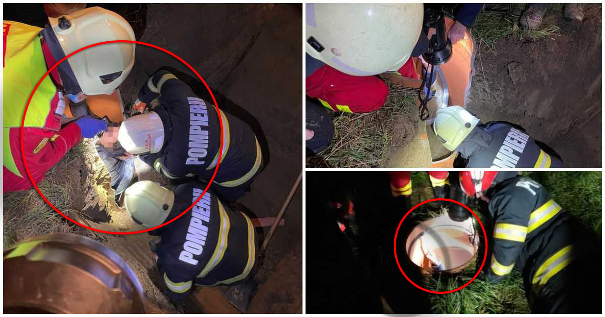 FOTO. Tânără căzută într-o țeavă de canalizare, în Vetiș! La un pas de moarte, extrasă cu greu