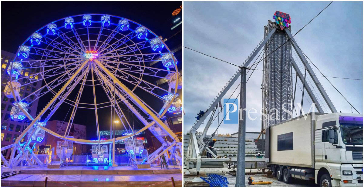 FOTO/VIDEO. Premieră la Satu Mare. Roată panoramică, de Crăciun, în centrul orașului