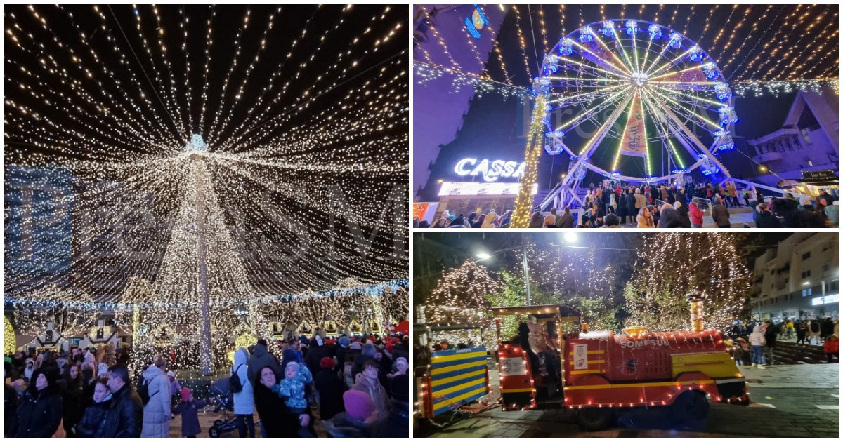 FOTO/VIDEO. Magia Crăciunului, la Satu Mare. Atmosferă feerică în centrul orașului. S-au aprins luminițele