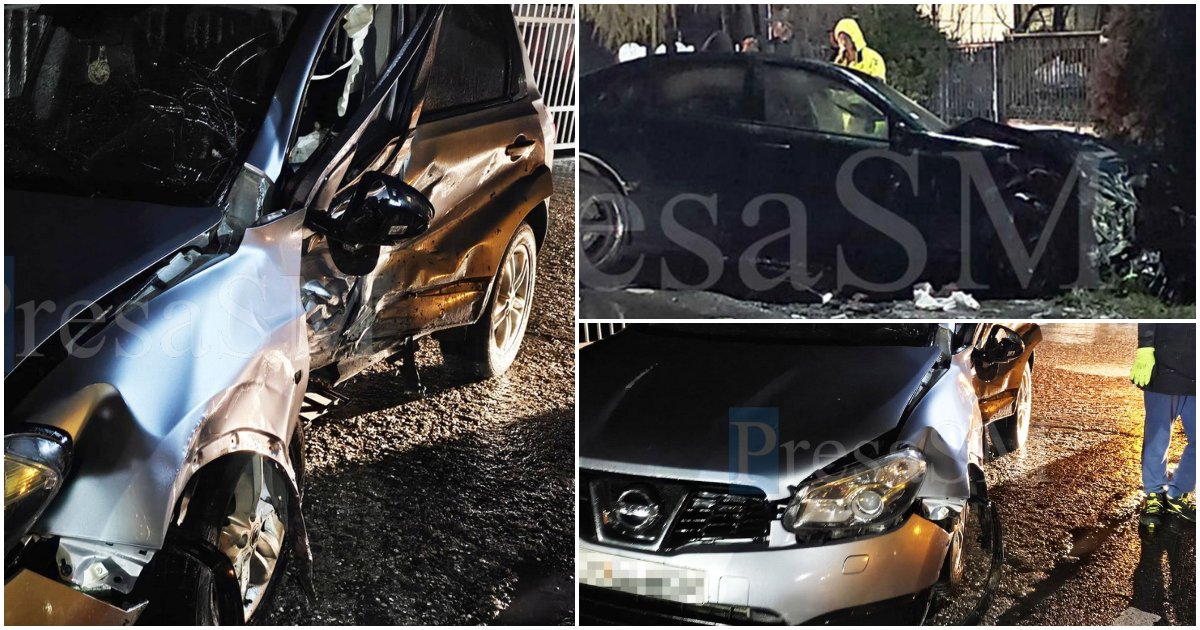 VIDEO. Accident violent în Oaș. Unul dintre șoferi, aparent băut, a fugit