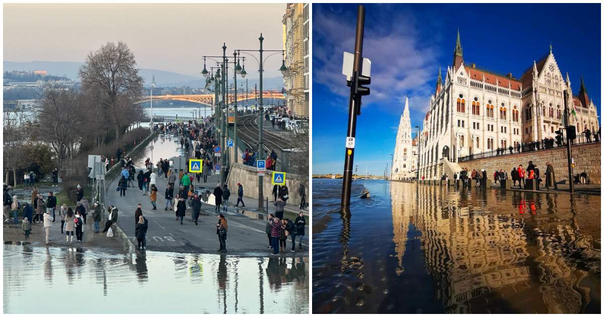 FOTO/VIDEO. Dunărea a atins un nivel record la Budapesta. Fluviul a ieșit din albie