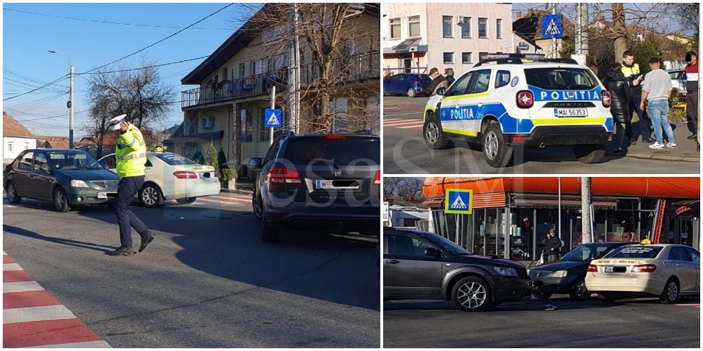FOTOGALERIE. Accident în lanț pe B-dul Aurel Vlaicu din municipiul Satu Mare