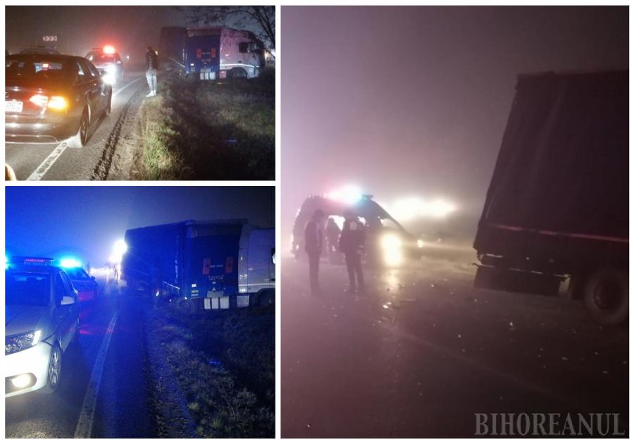 FOTO. Accident mortal pe DN19 Oradea-Satu Mare. O șoferiță și-a pierdut viața