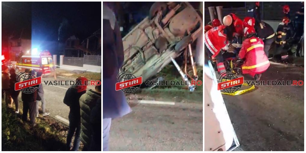 VIDEO. Accident terifiant. Șofer decapitat, pasager în stare critică. Mașina s-a înfipt într-un podeț