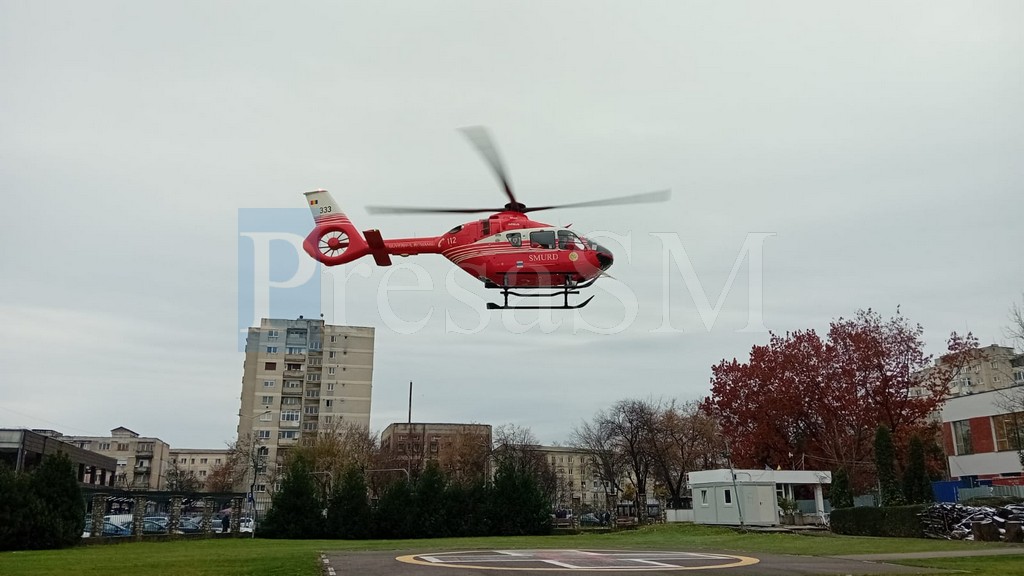 Un adolescent (16 ani) din Satu Mare a căzut de la înălțime. Rănit grav, preluat cu elicopterul SMURD