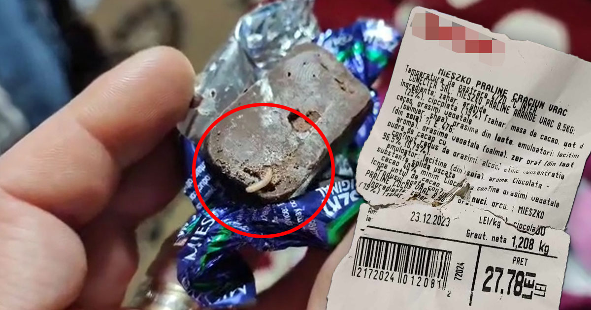 FOTO/VIDEO. Bomboane de Crăciun cu VIERMI într-un hypermarket din Satu Mare