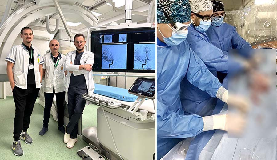 FOTO. Pacient din Satu Mare cu AVC acut, salvat printr-o intervenție minim-invazivă la Spitalul Județean Oradea