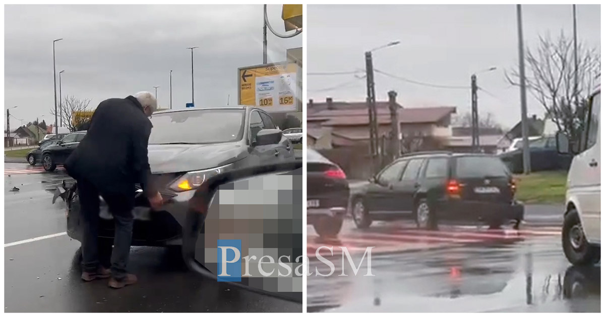 VIDEO. Accident rutier în intersecția din zona Soarelui din municipiul Satu Mare