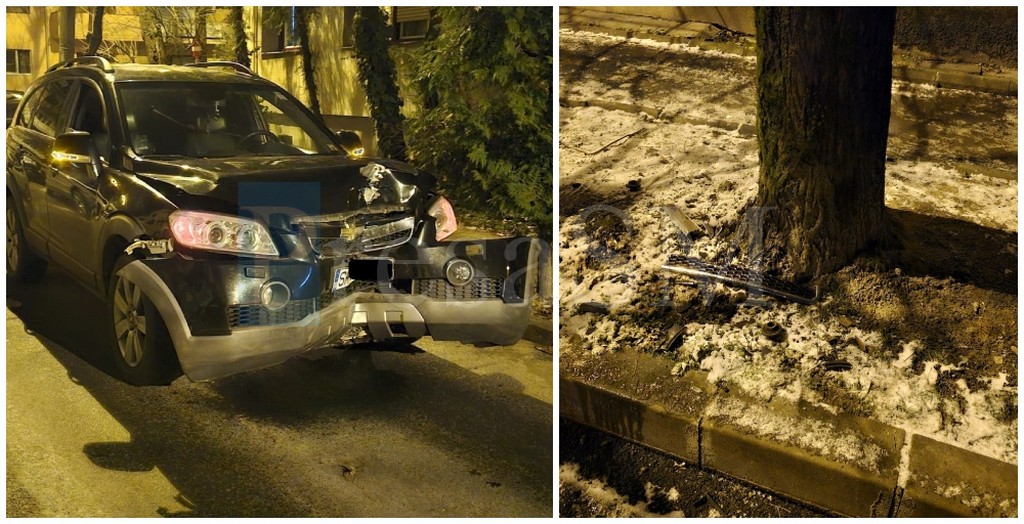 FOTO. Accident în Micro 16, Satu Mare. SUV, cu 3 tineri la bord, s-a oprit într-un copac