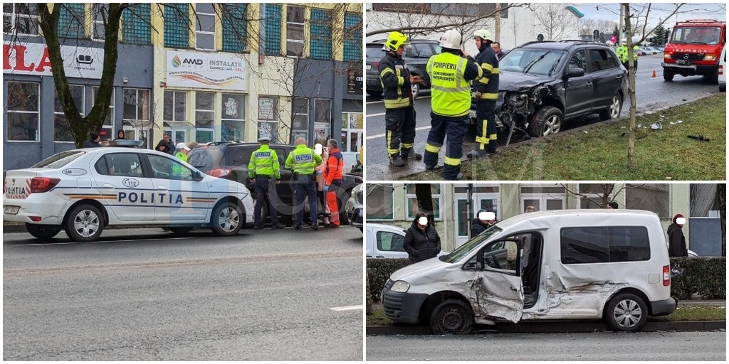 FOTO/VIDEO. Accident în lanț, cu victimă, pe Drumul Careiului. Mobilizare de forțe a Poliției, Pompierilor și Ambulanței