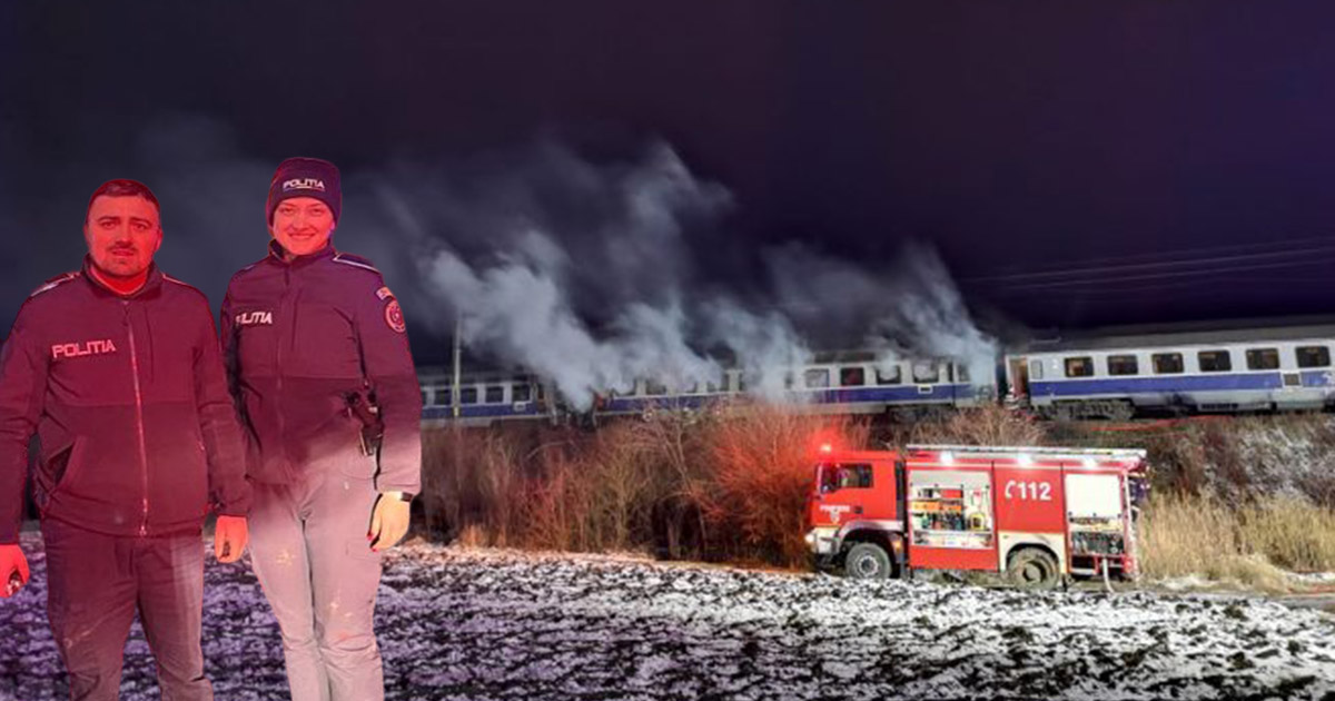 FOTO/VIDEO. Panică la bordul unui tren din nord-vestul țării. Vagoane cuprinse de flăcări. Zeci de pasageri evacuați