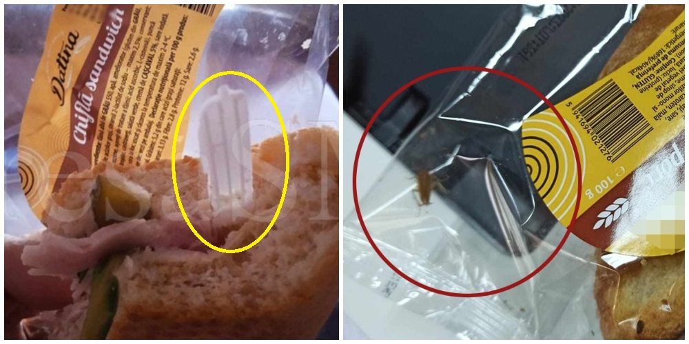 FOTO/VIDEO. Amendă pentru un mare producător din Satu Mare. Sandwich cu gândac sau plastic