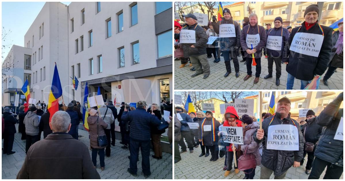 FOTO/VIDEO. Protest în fața Prefecturii Satu Mare. Guvernul, acuzat de discriminare: "Vrem dreptate și egalitate!"