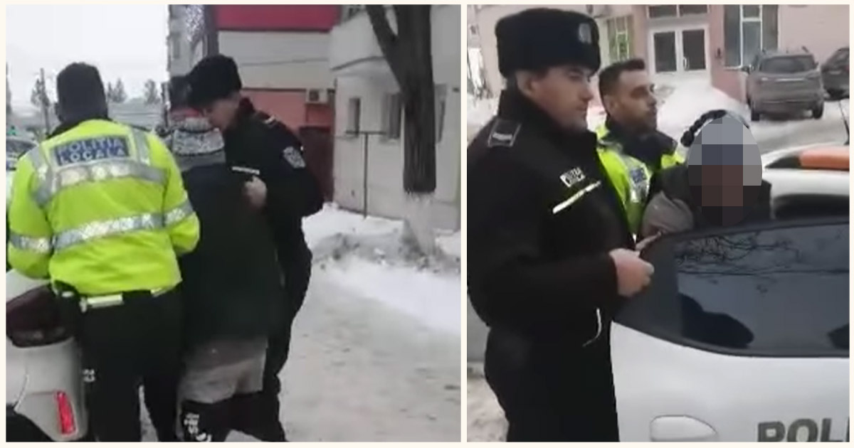 VIDEO. Se întâmplă în România. Săltat și amendat de polițiști pentru că a curățat zăpada de pe trotuar