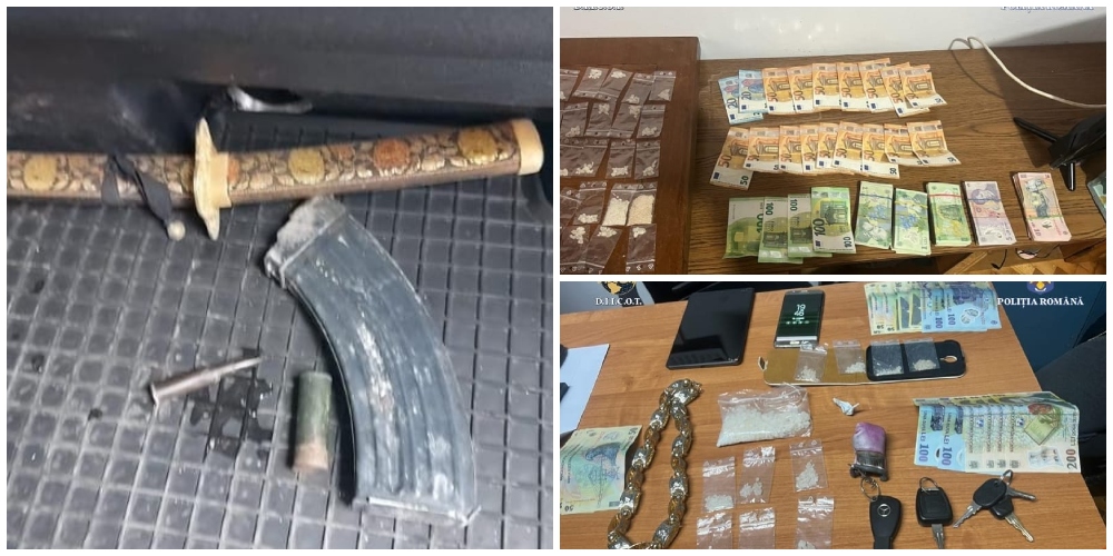 FOTO. Traficanți ninja, în județul Satu Mare. Distribuiau drogurile cu ”găleata” și amenințau cu sabia