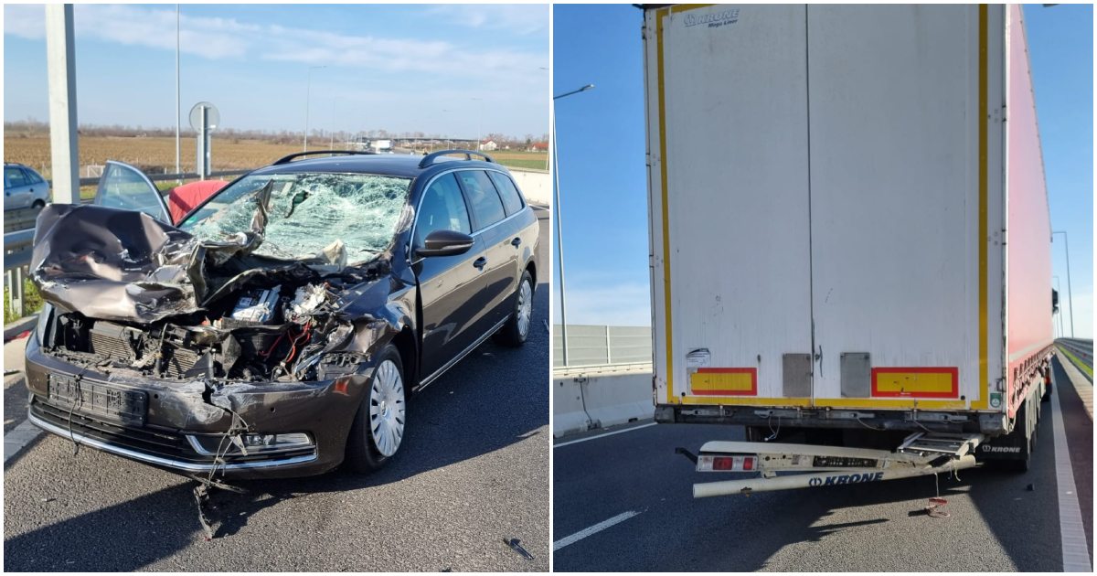 FOTO. Accident pe centura Sătmarului. Impact între un TIR și o mașină